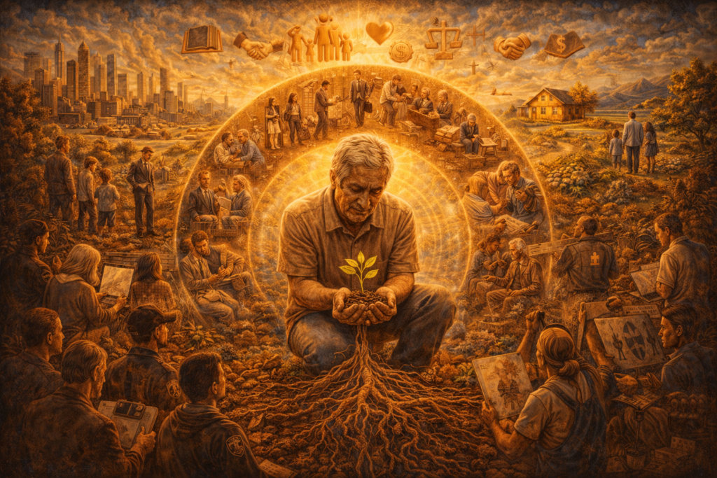 Ilustração simbólica mostrando impacto da cultura na formação da vida individual.